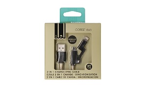 USB to Micro/Lightning Cable- Gold/Black